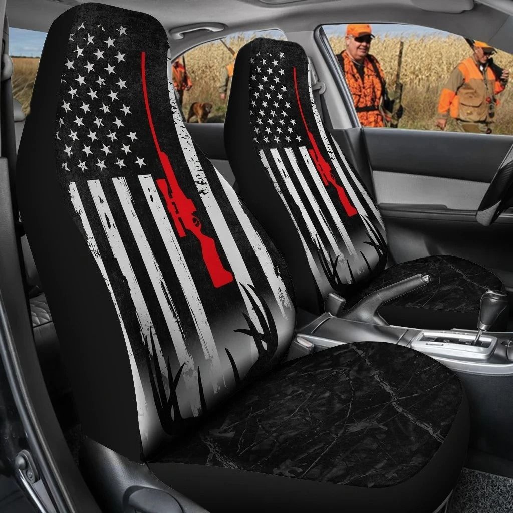 292THHHTDEER HUNTING AMERICAN FLAG CAR SEAT COVERS