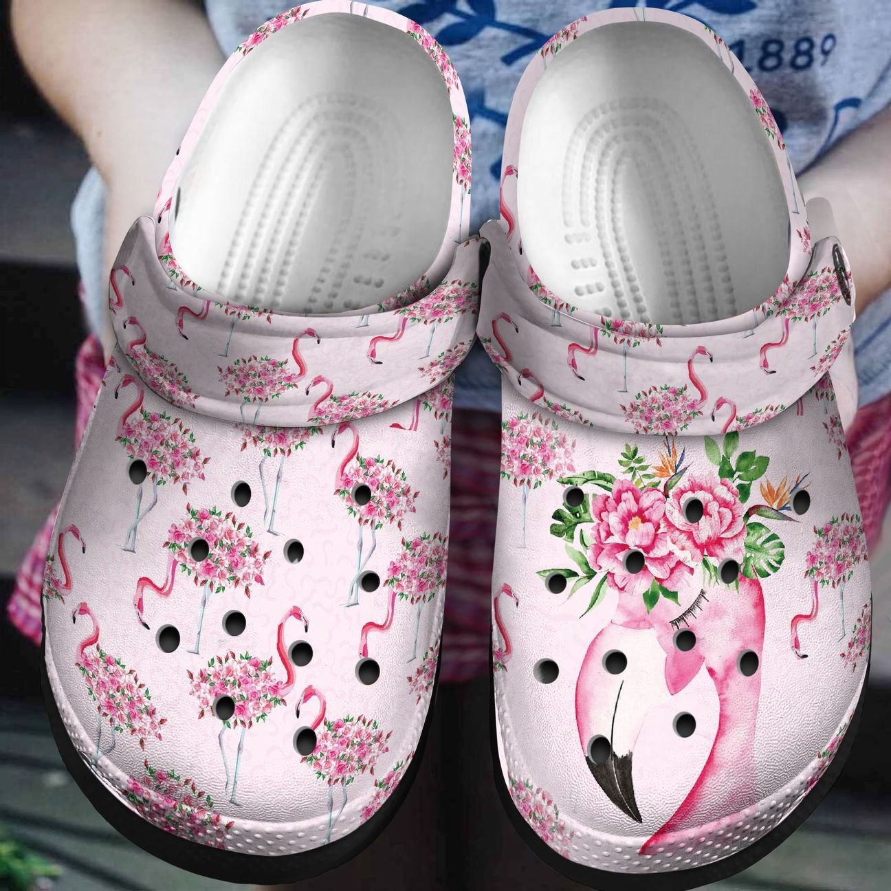 Flamingo Personalized Clog, Custom Name, Text, Color, Number Fashion Style For Women, Men, Kid, Print 3D Flower Flamingo