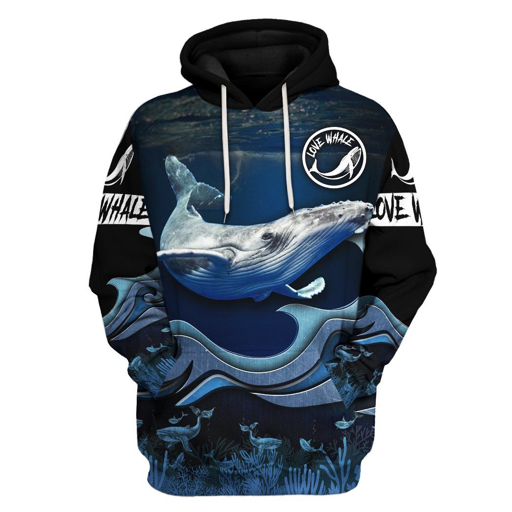 Casespring 3D Love Whale Watching Custom Tshirt Hoodie Apparel