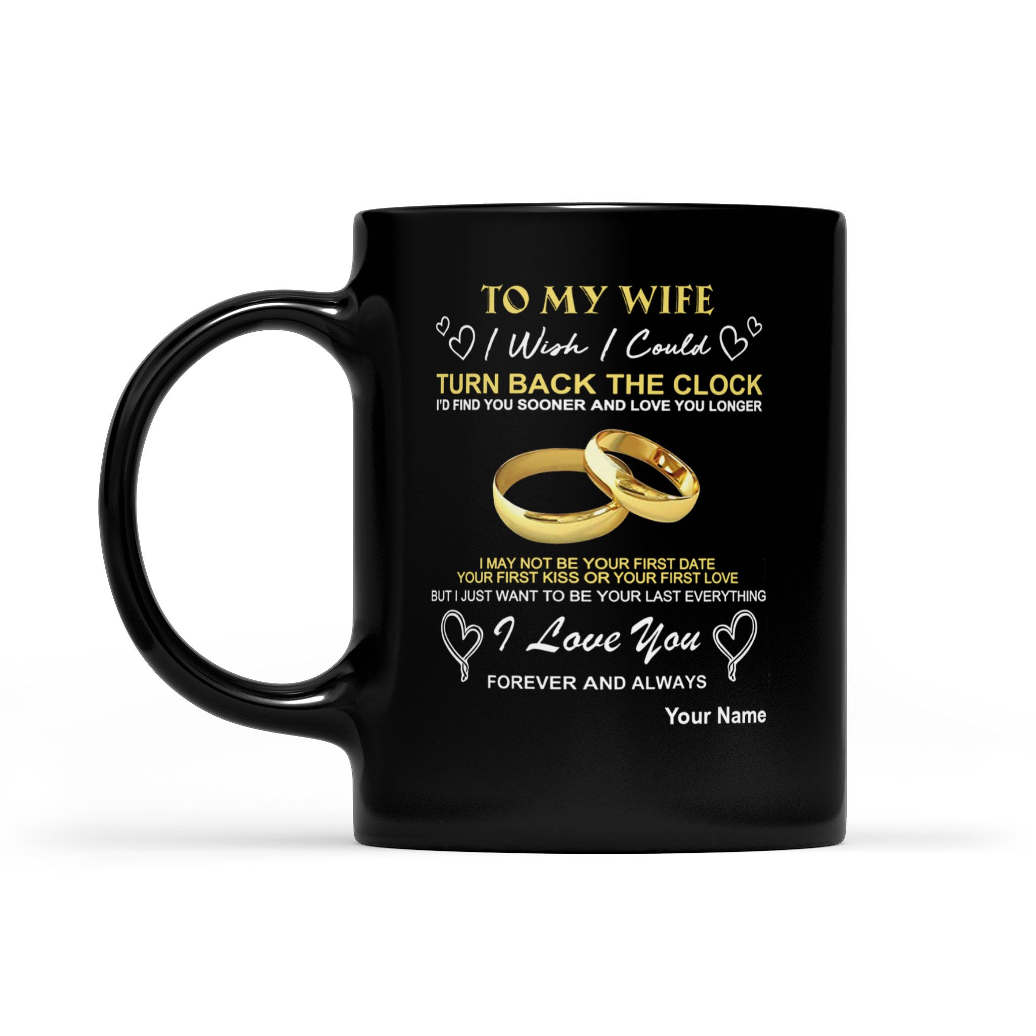 Wife Mugs from Husband for Wedding Anniversary, Birthday, Mothers day or Christmas – To my Wife I wish I could turn back the clock, Mr. and Mrs. Coffee Cup 11oz, 15oz – FSD983