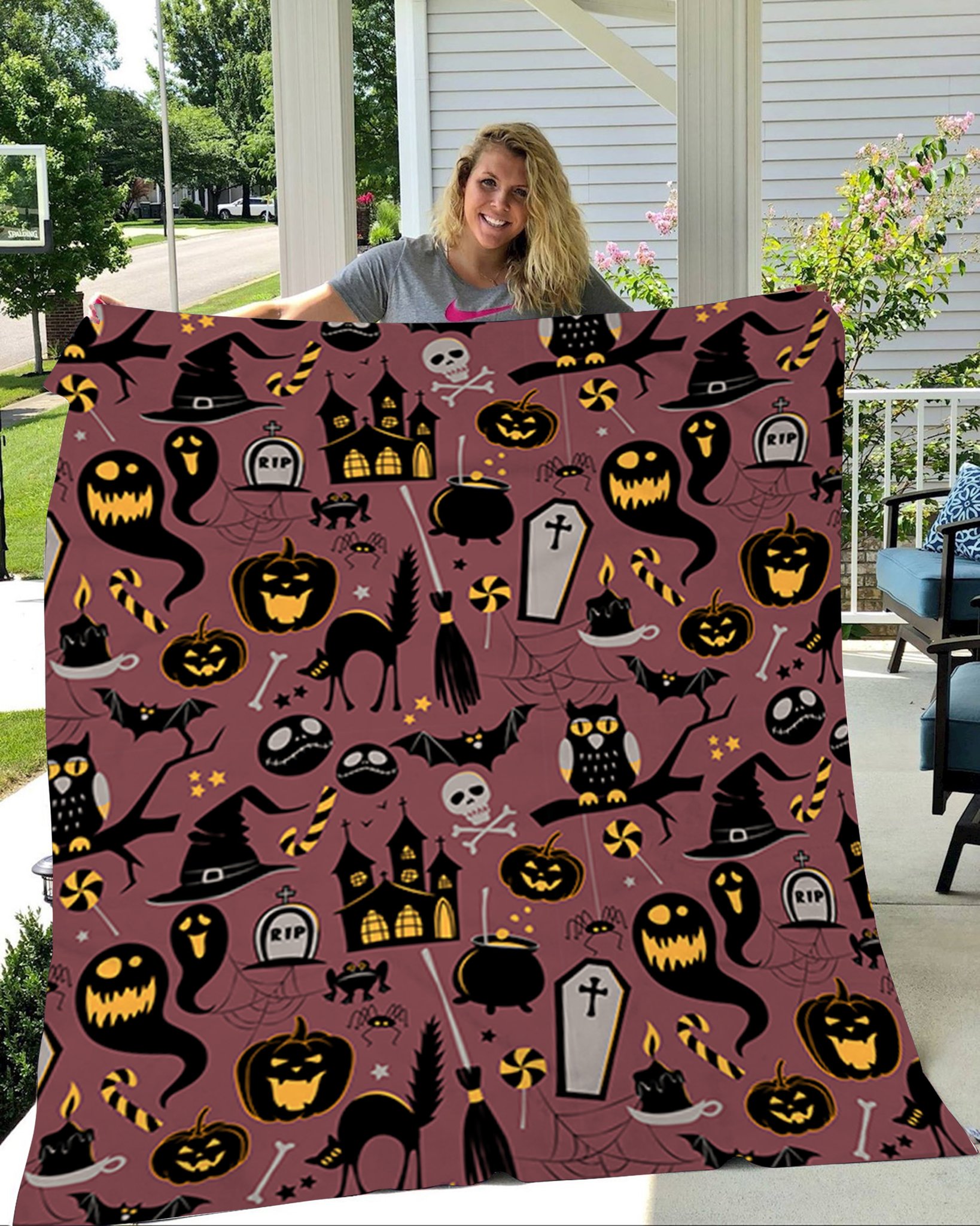 Halloween Ghost Owl Gift Fleece Blanket – Quilt Blanket