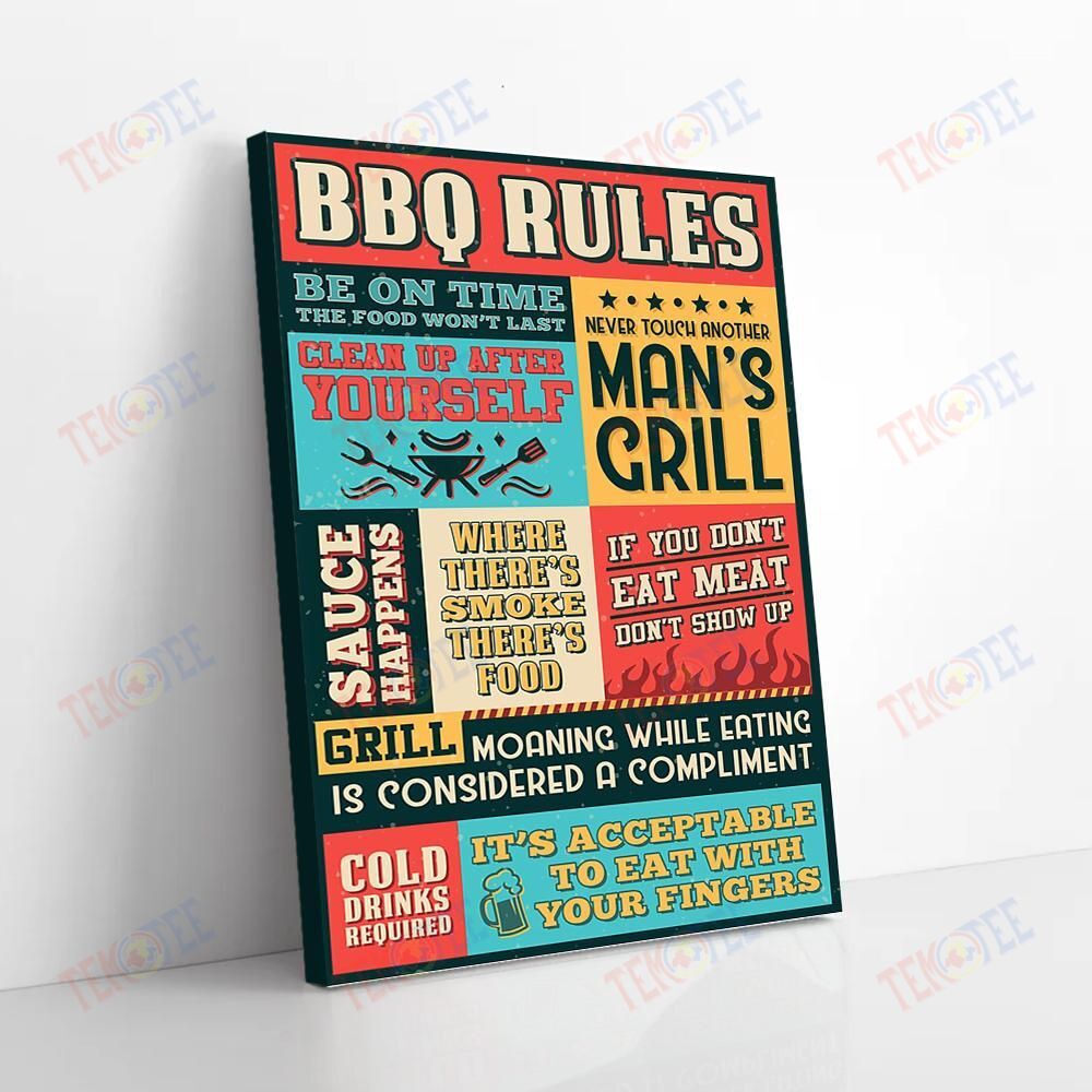 Canvas Wall Art Bbq Rules Be On Time The Food Won’T Last Vintage Canvas Attractive Canvas Home Decoration