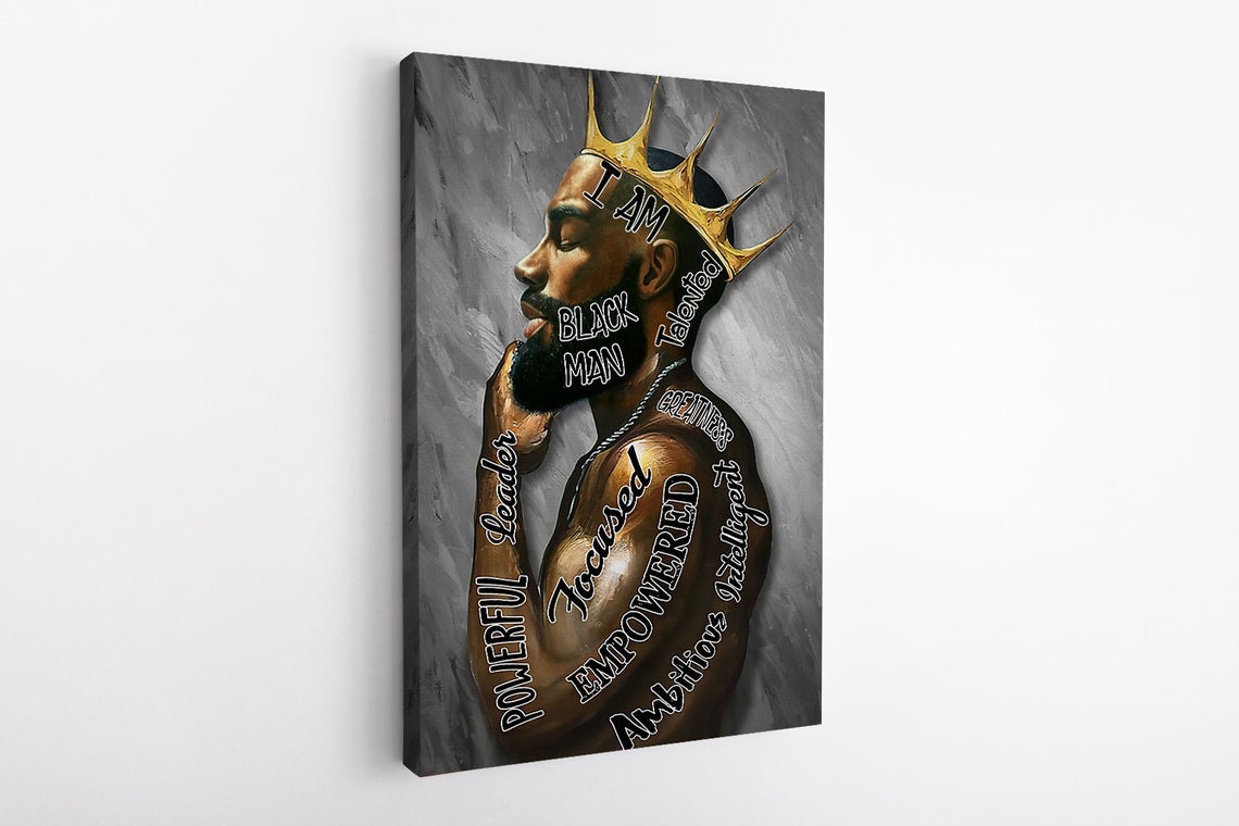 Black King Poster, I Am Black Man Canvas And Poster, Canvas Painting, Wall Decor Visual Art