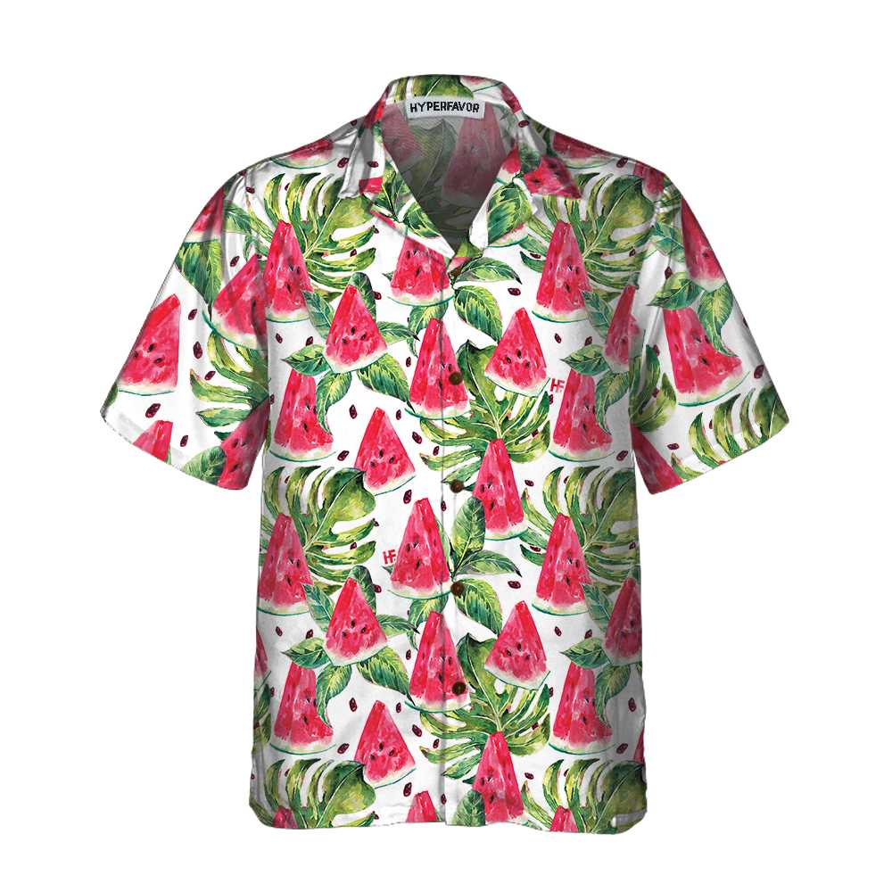 Exotic Summer Watermelon Hawaii Tropical Leaves And Print Shirt Ha68191