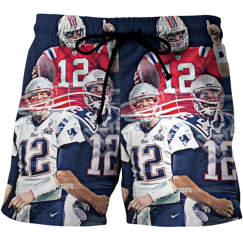 New England Patriots Tom Brady1 3D All Over Print Summer Beach Hawaiian Short