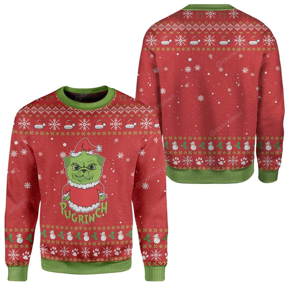 Unifinz Grinch Sweater Pug Dog Ugly Sweater Pugrinch Christmas Ugly Sweater 2022