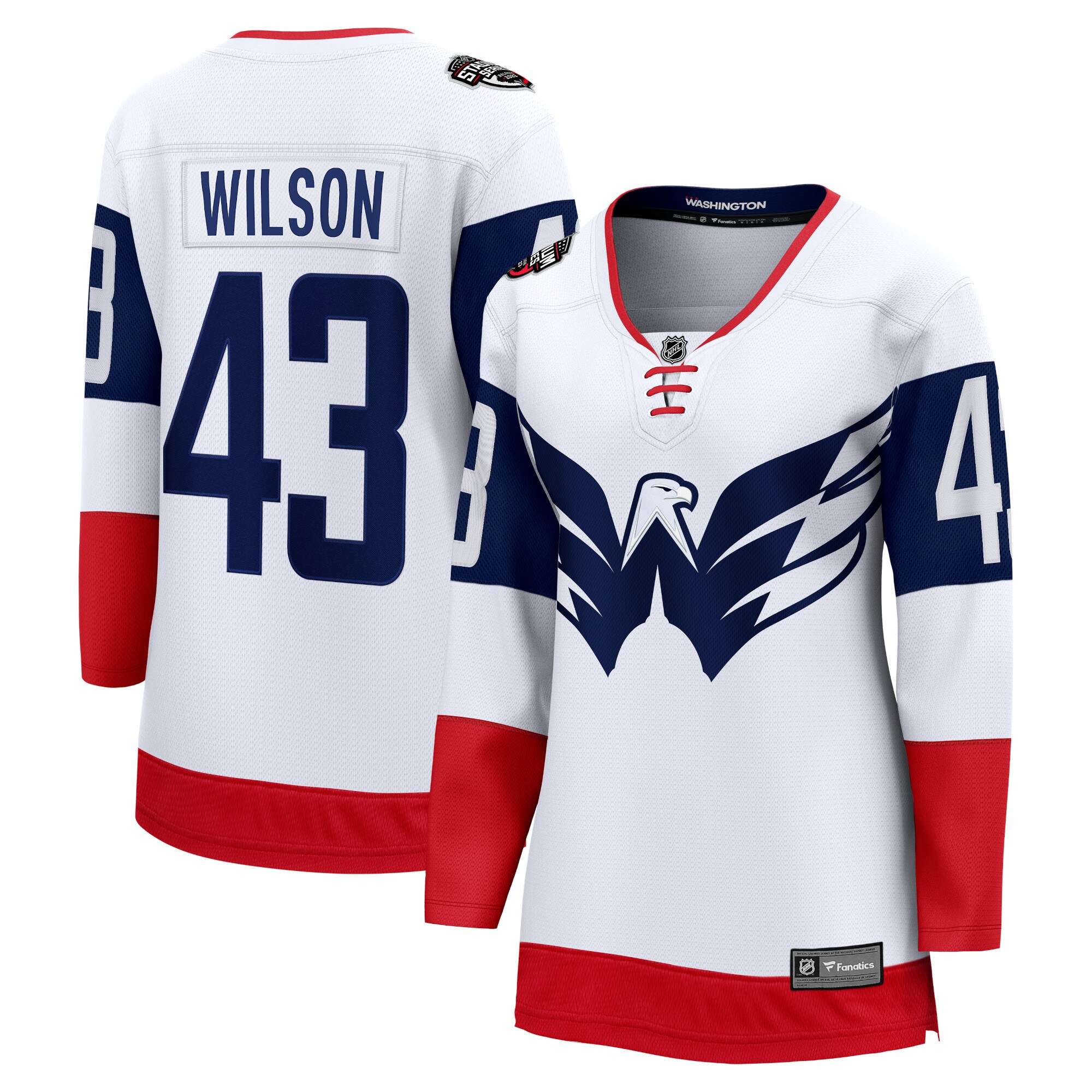 Women's Washington Capitals Tom Wilson White 2023 NHL Stadium Series Breakaway Player Jersey