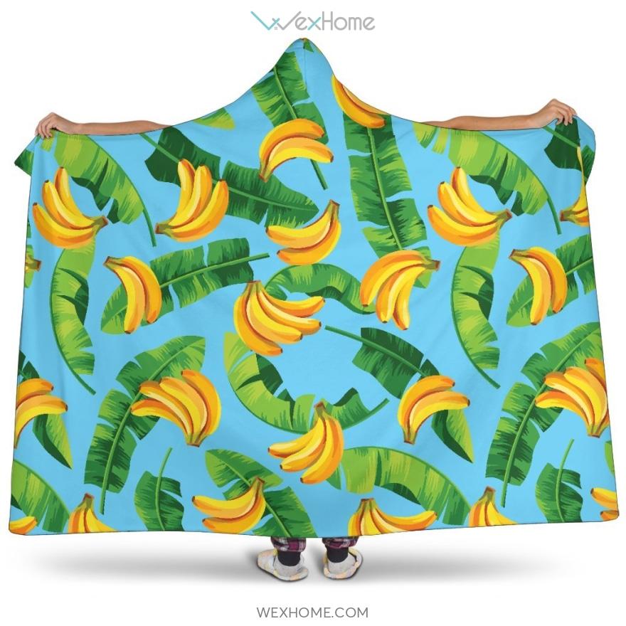 Banana Leaves Banana Design Pattern Hooded Blanket