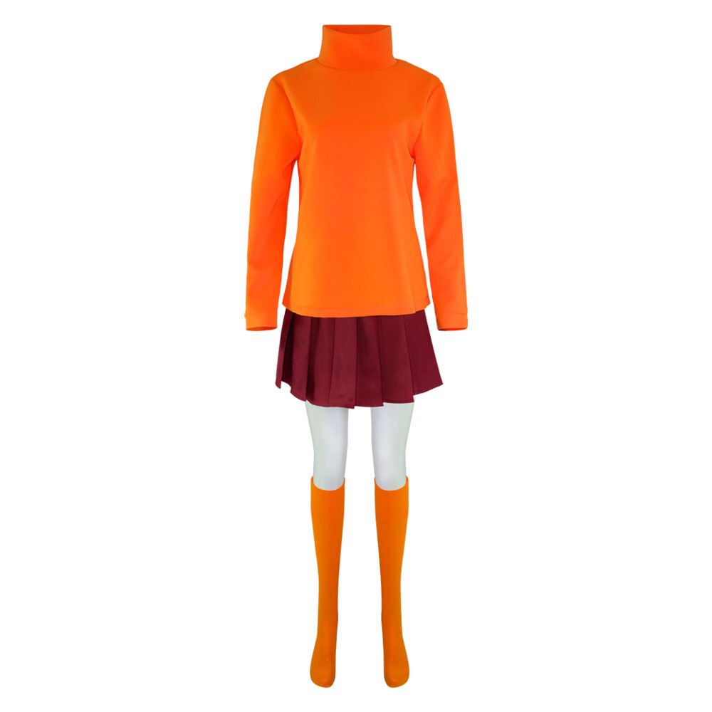 Anime Velma Cosplay Costume Movie Character Orange Uniform Halloween Costume for Women Girls Cosplay Costume Wig alx