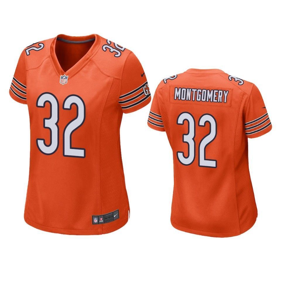 Chicago Bears David Montgomery 2019 NFL Draft Orange Game Womens Jersey