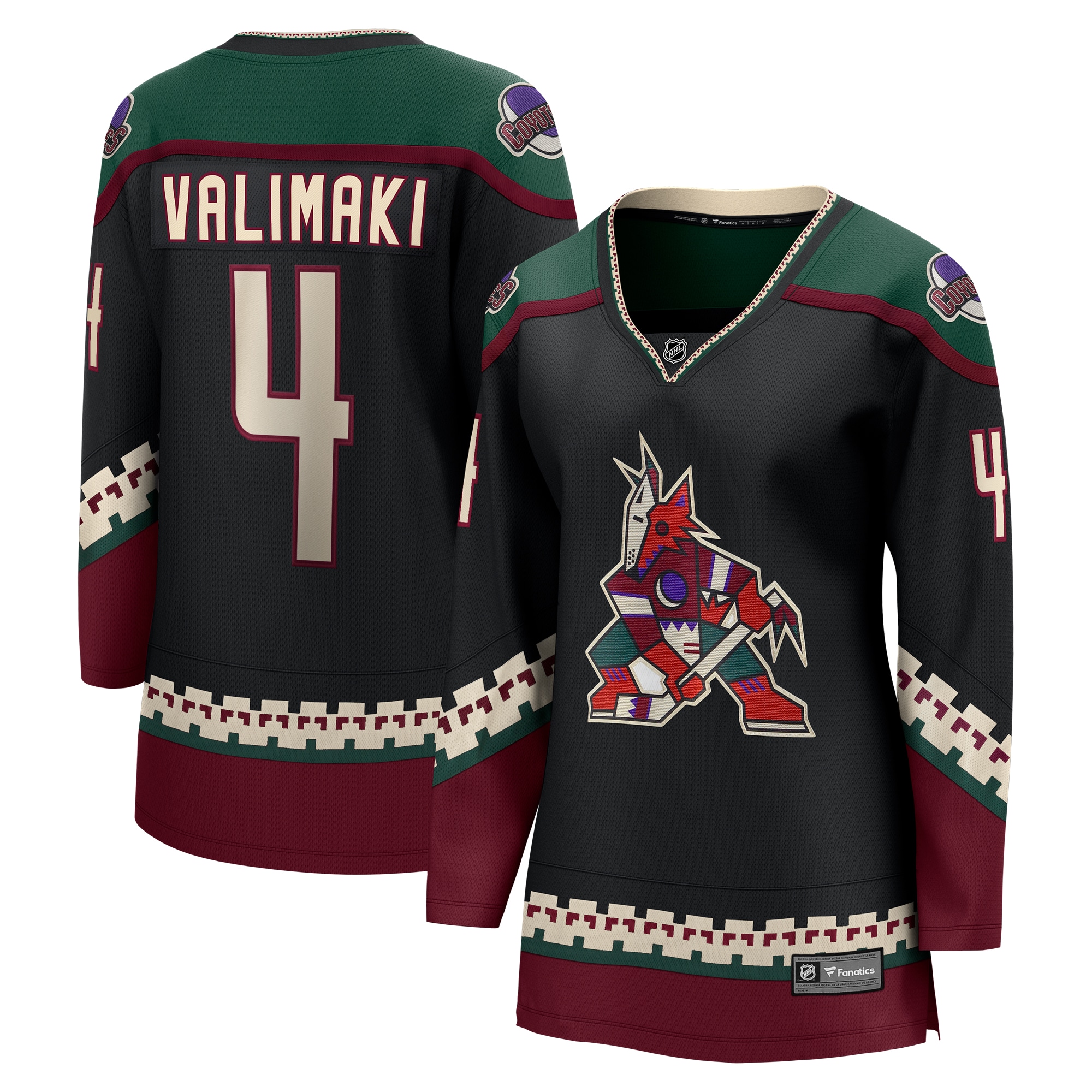 Women's Arizona Coyotes Juuso Valimaki Black Home Breakaway Player Jersey