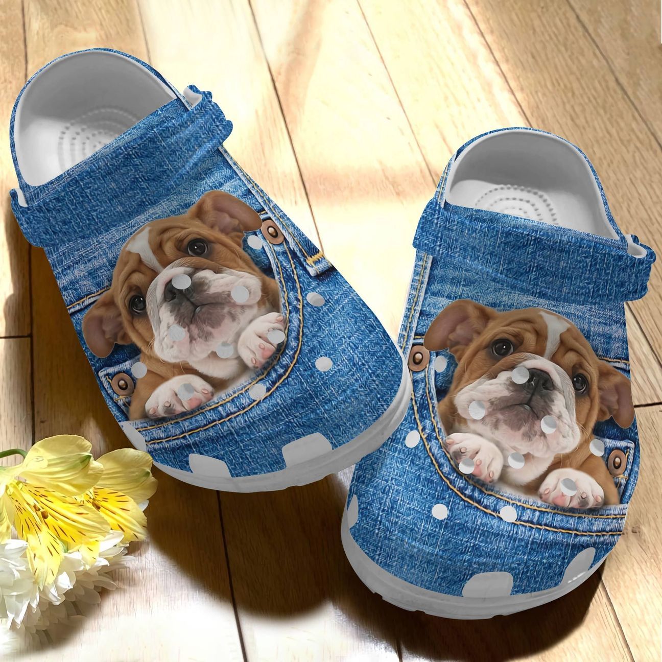 Bulldog Personalized Clog, Custom Name, Text Cute Bulldog Pocket, Fashion Style For Women, Men, Kid, Print 3D