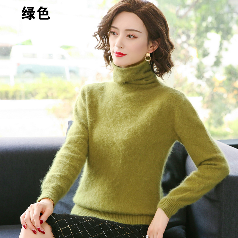 Autumn Winter Women Turtleneck Pullover 100% Pure Mink Cashmere Sweaters Knitted Soft Warm Girl Clothes S-2XL 13 Colors Jumpers alx