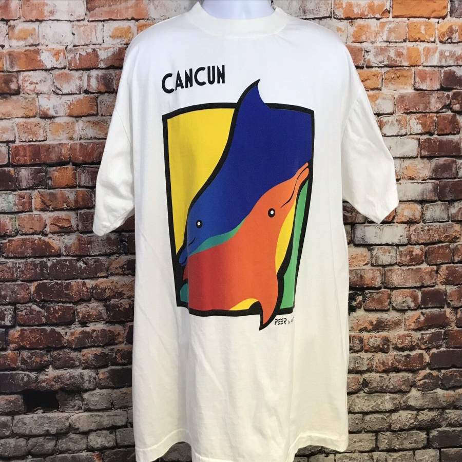 Cancun Shirt Vtg Cancun Dolphins Peer By Peter Mussfeldt Single Stitch