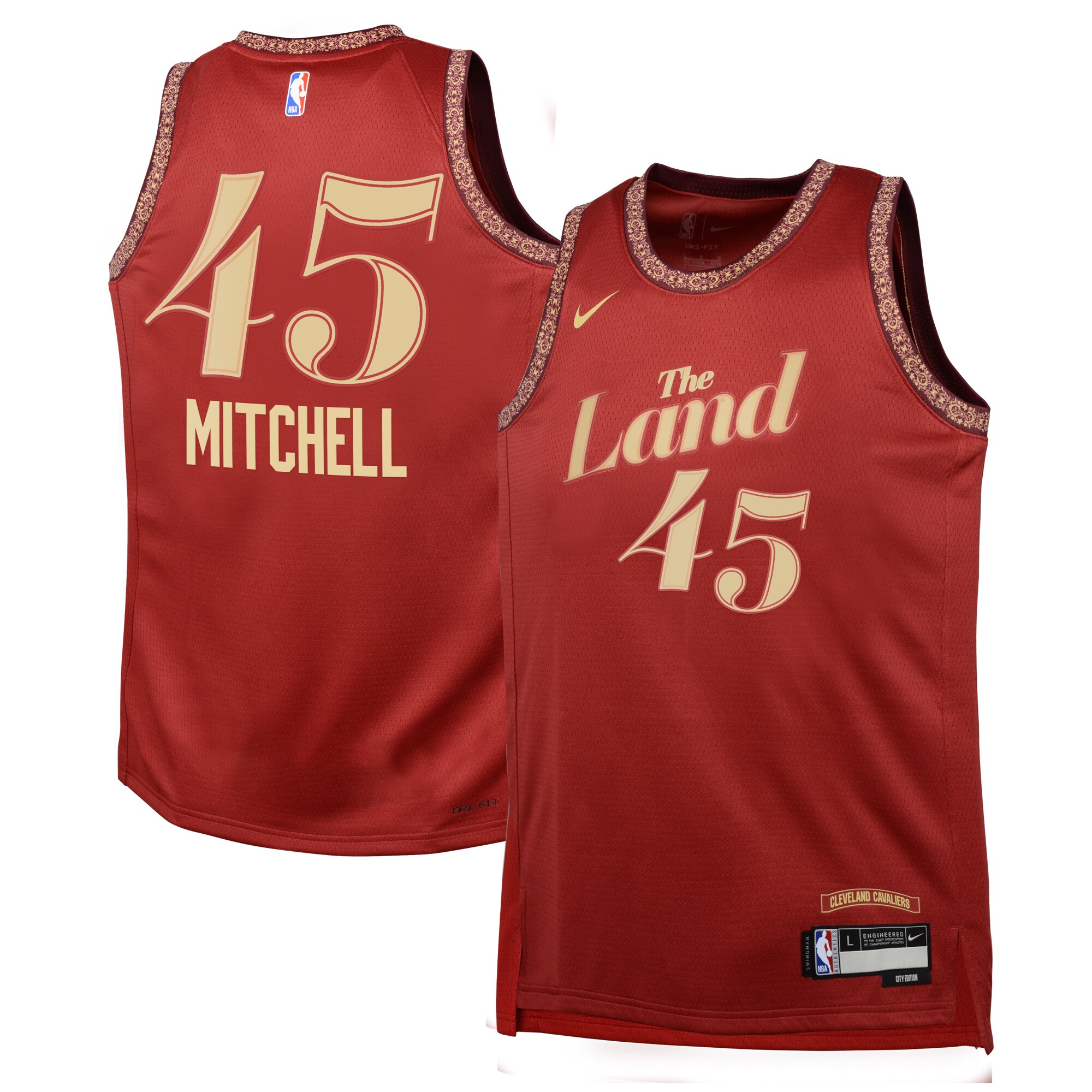 Cleveland Cavaliers City Edition Swingman Jersey 23 – Wine – Donovan Mitchell – Youth