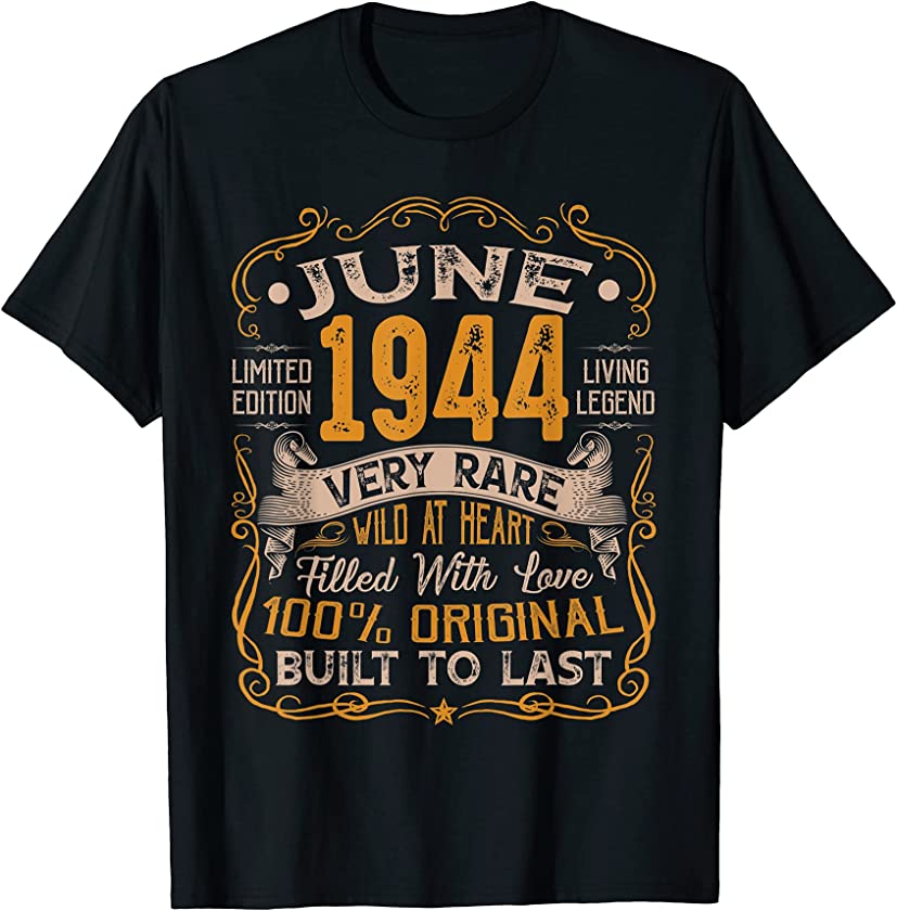 77th Birthday Vintage June 1944 Distressed 77 Years Old T-Shirt