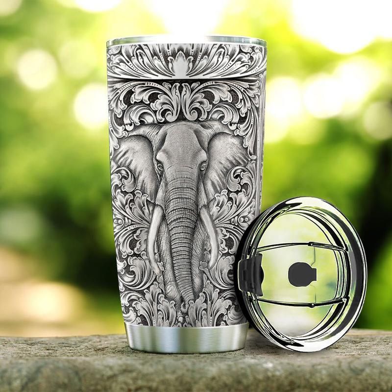 Blueztumbler Elephant Silver Style  Stainless Steel  Cup