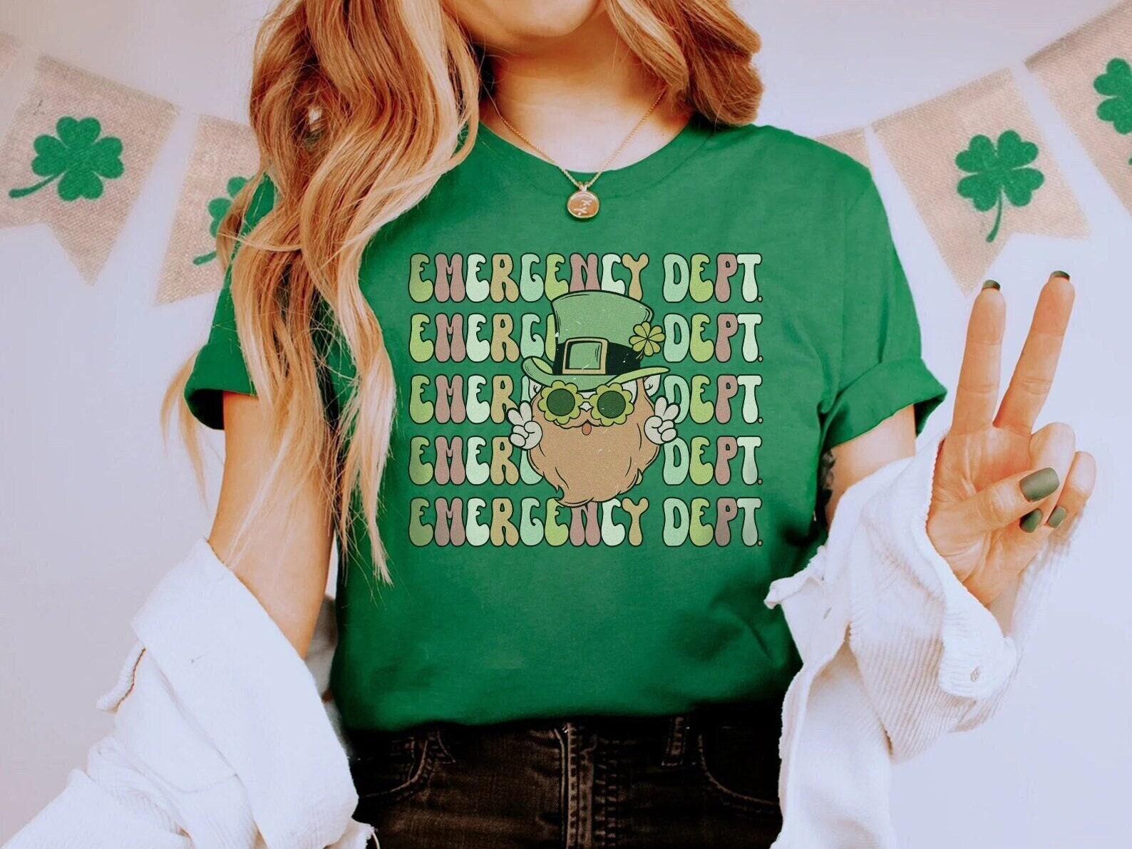 Retro Emergency Department St Patrick’s Day T-Shirt, Funny ER ED Nurse Rn Tech Saint Patty’s Shirt, Emergency Room Leprechaun Tshirt Gift