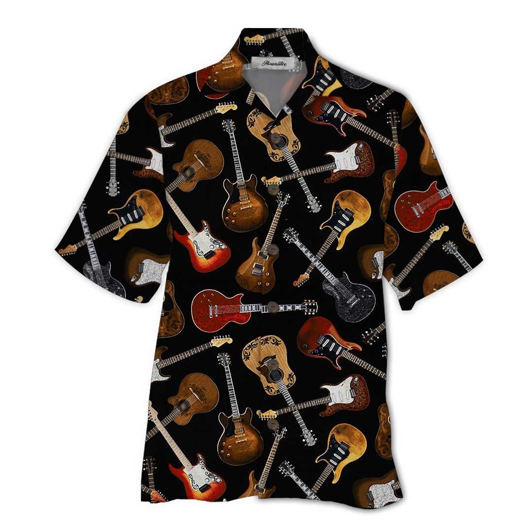 Guitar Black Amazing Design Unisex Hawaii Shirt For Men And Women Ha3302