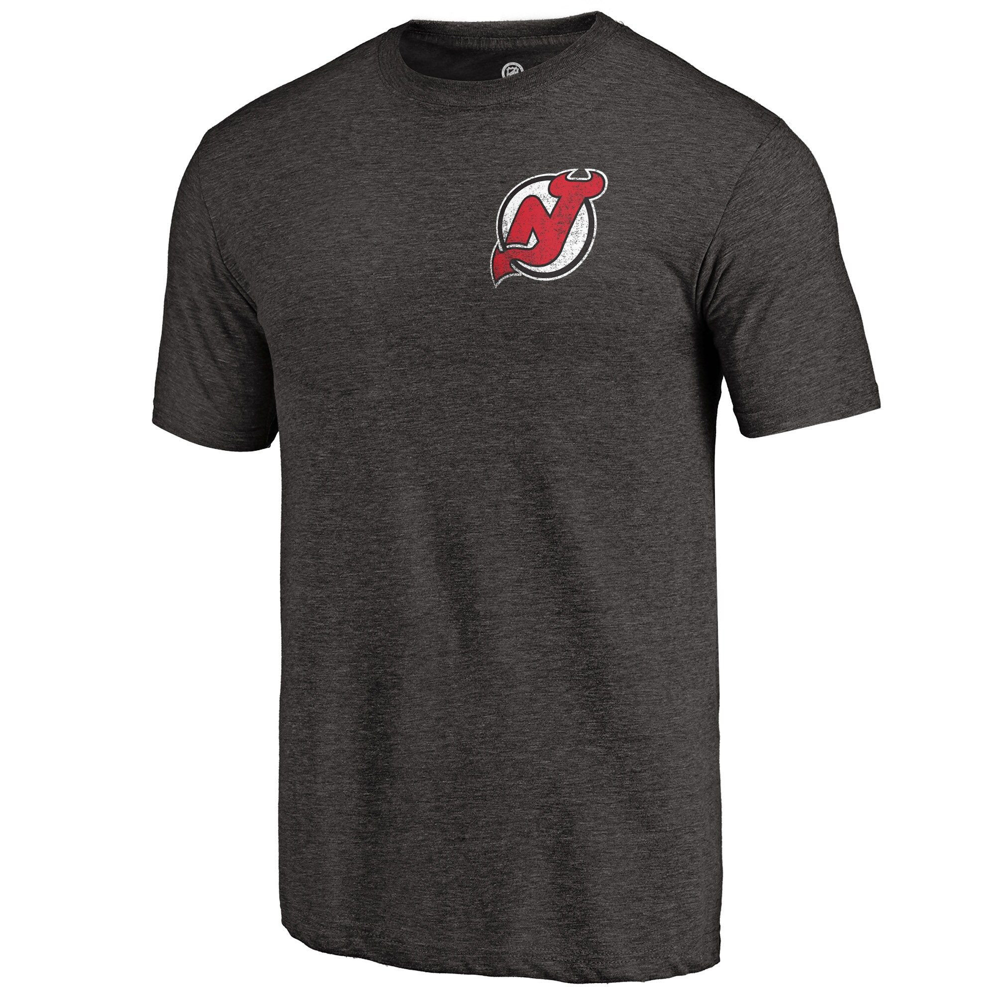 Men’S Fanatics Branded Black New Jersey Devils Primary Logo Left Chest Distressed Tri-Blend T-Shirt