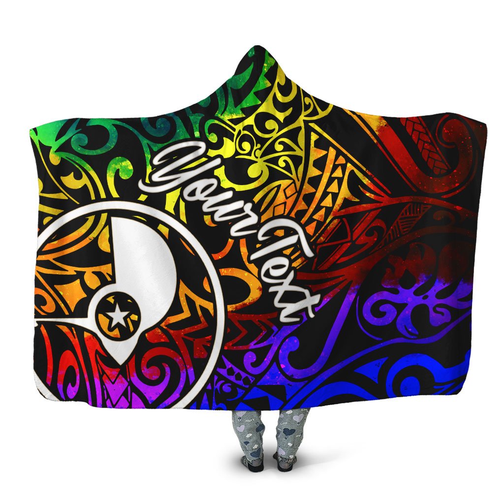 Yap Custom Personalised Hooded Blanket – Rainbow Polynesian Pattern – BN11