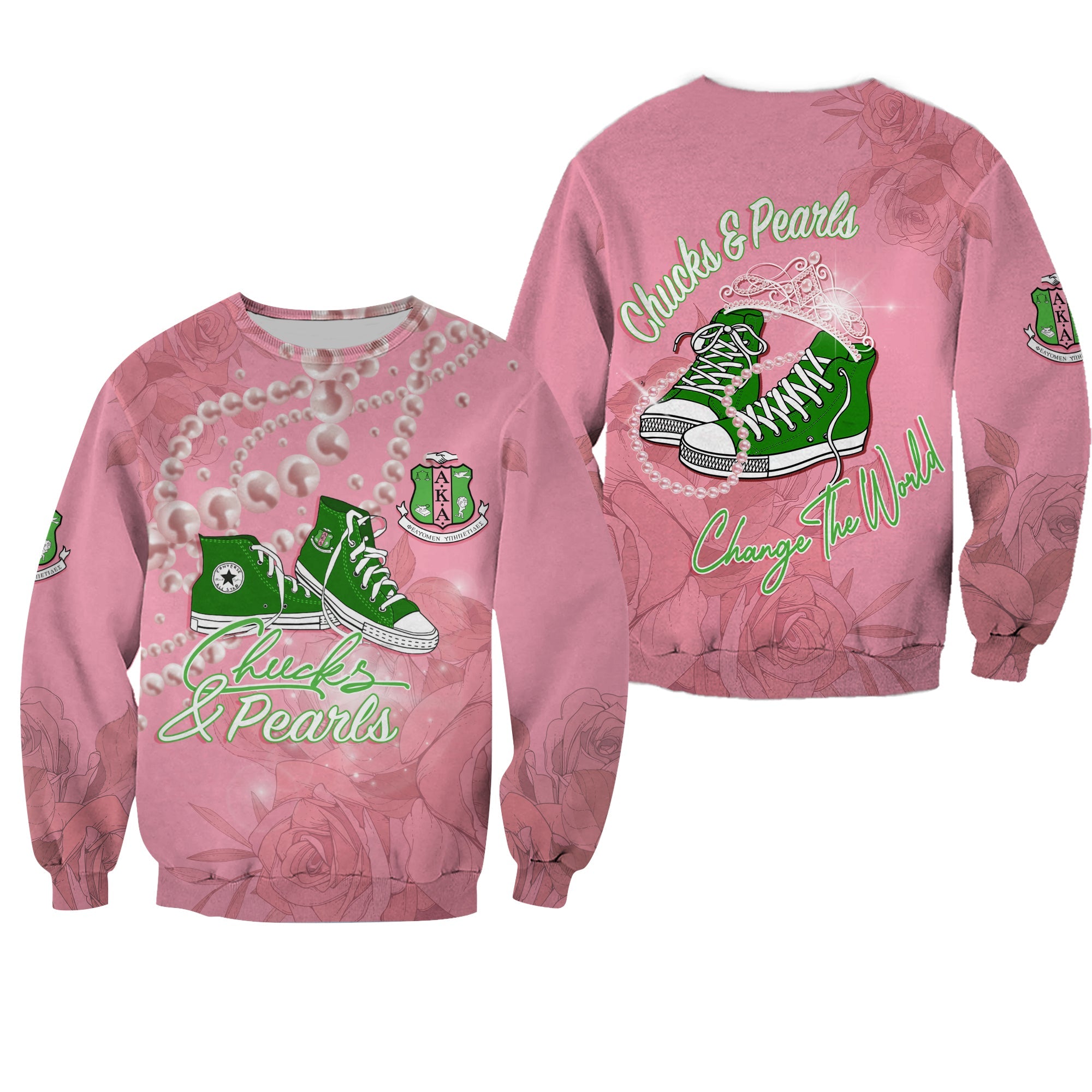 Alpha Kappa Alpha Sweatshirt Chucks And Pearls Change The World  Lt7