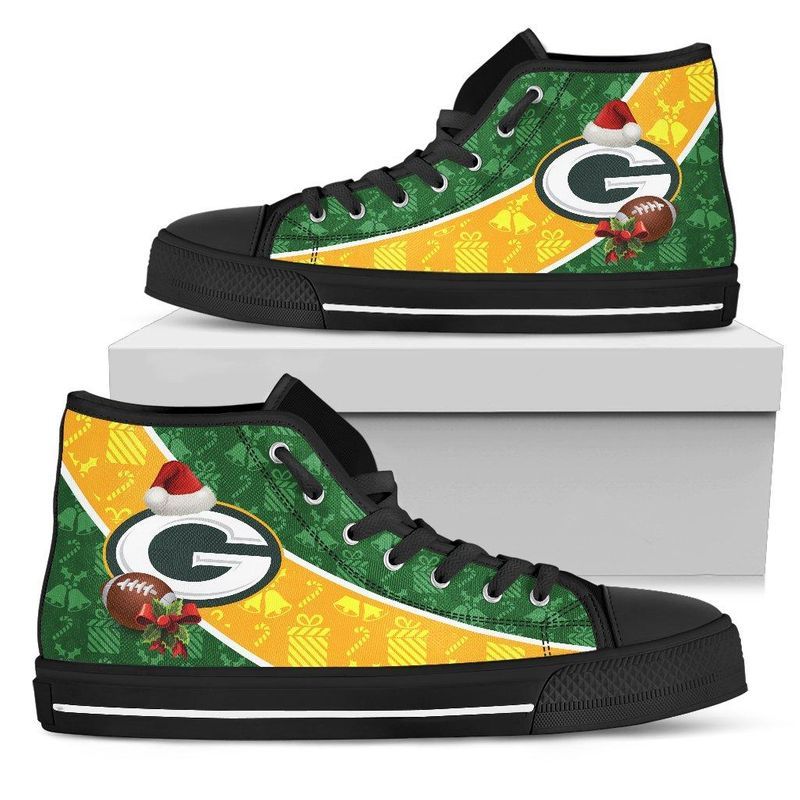 Green Bay Packers Limited Edition Men’S And Women’S Black Sole And Shoelaces High Top Canvas Shoes All Us Size Dm206