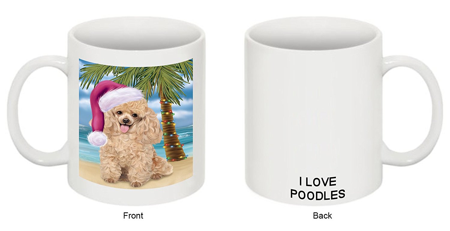 Summertime Poodle Puppy On Beach Christmas Mug Cmg0820