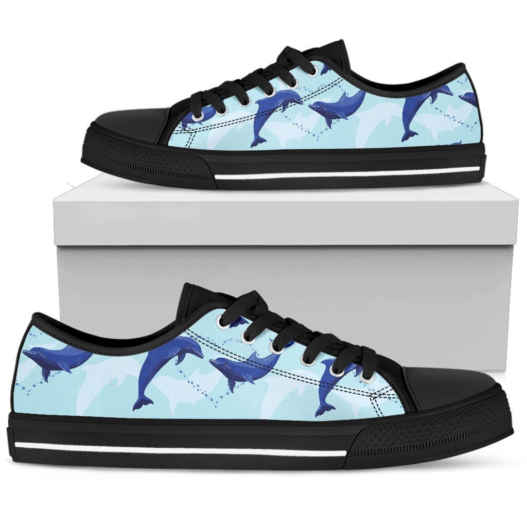 Dolphin Heart Pattern Low Top Personalized Shoes Custom Name, Text For Women, Men