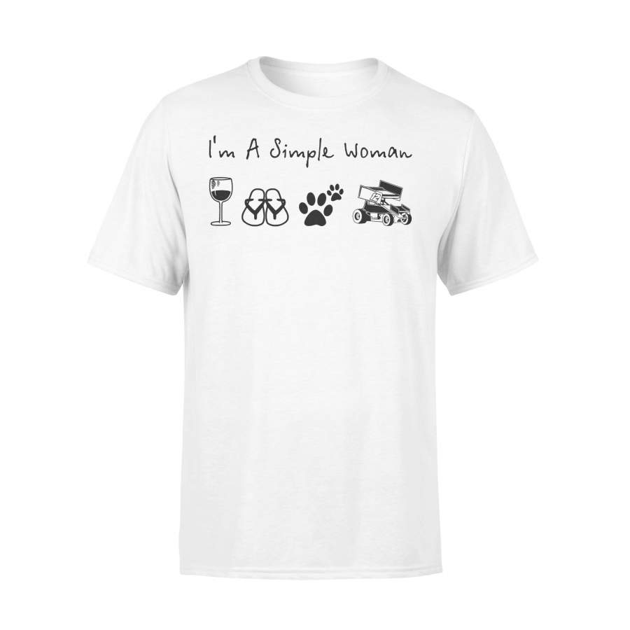 I’m A Simple Woman Wine Flip Flop Dog Paw Car Racing T-shirt