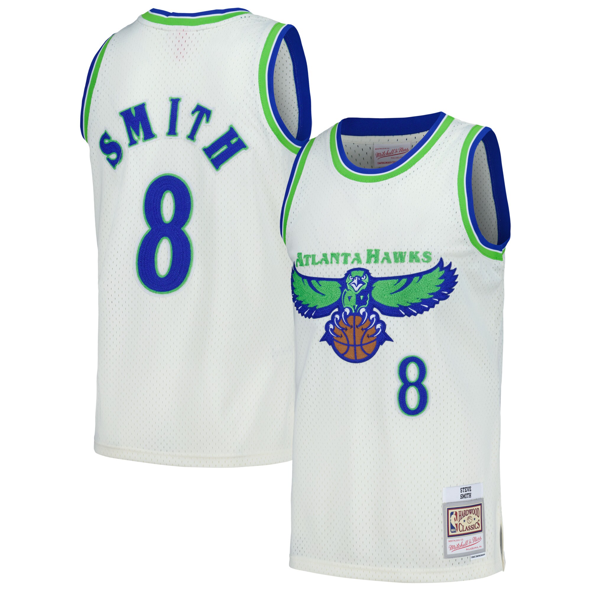 Steve Smith Atlanta Hawks Mitchell & Ness Chainstitch Swingman Jersey – Cream