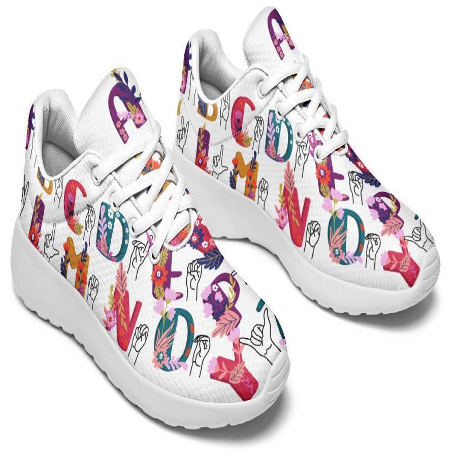 ASL Floral Alphabet Sneakers ReadingLLC