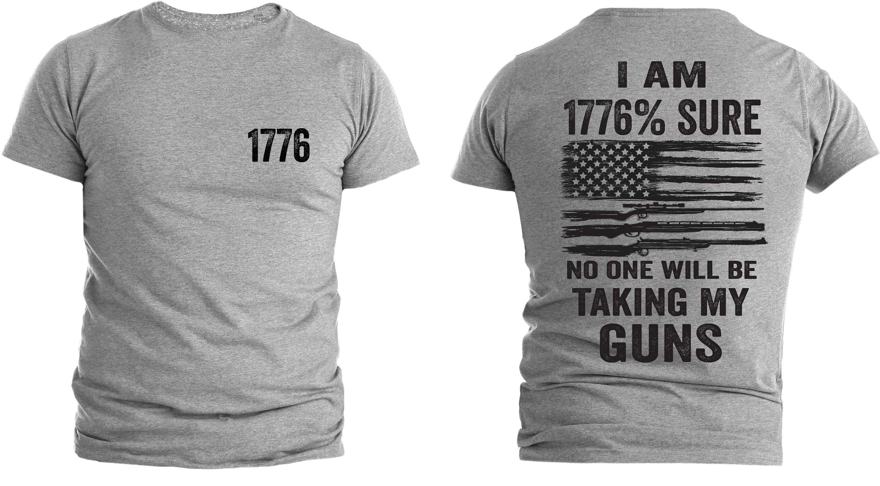 1776 Flag No One Is Taking My Guns Pro Gun USA Flag T-Shirt Patriotic Shirts For Men 2nd Amendment Shirts Gun Right Shirts