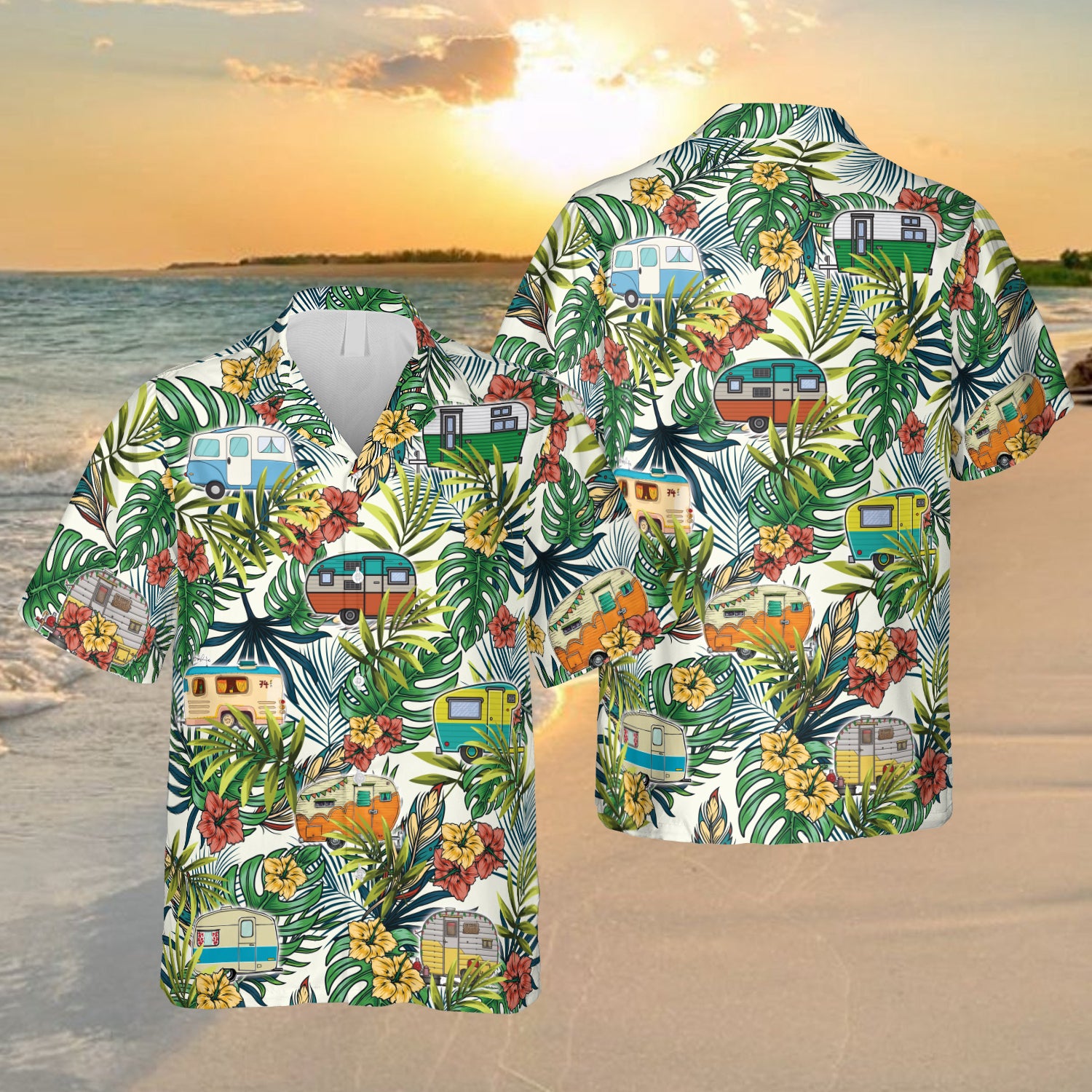 Tropical Plants And Campers Hawaiian Vintage Beach Shirt Ha31671