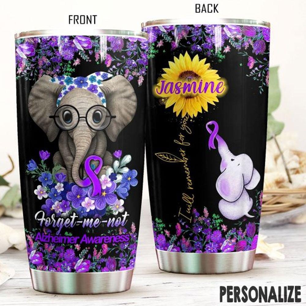 I’Ll Remember For You, Personalized Elephant Alzheimer’S Tumbler