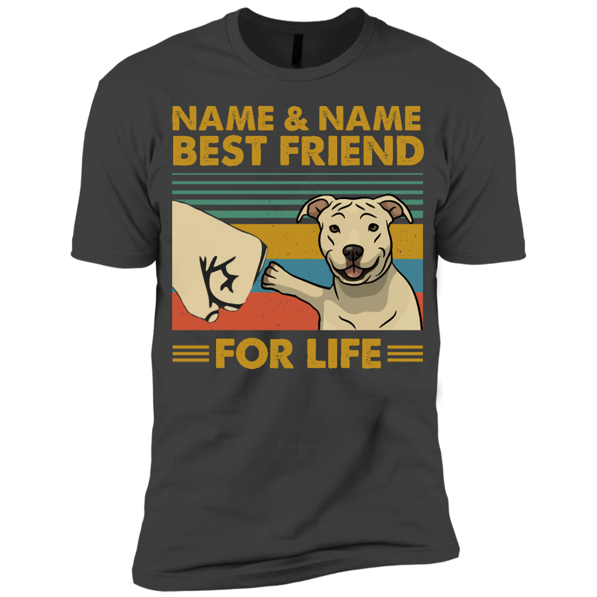 Personalized – Best Friend For Life Pit Bull Premium Short Sleeve T-Shirt