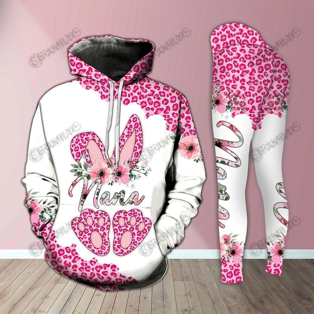 Nana Bunny Pink Leopard Legging and Hoodie Set