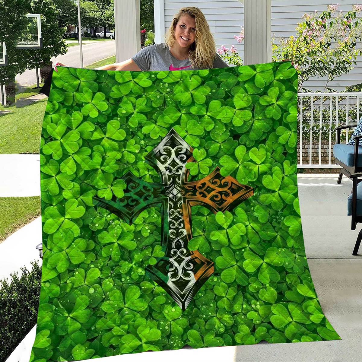 The Cross St Patrick’s Day Like Quilt Blanket Birthday Gift Gift For Patrick s Day Family Gift Home Decor Bedding Couch Sofa Soft and Comfy Cozy