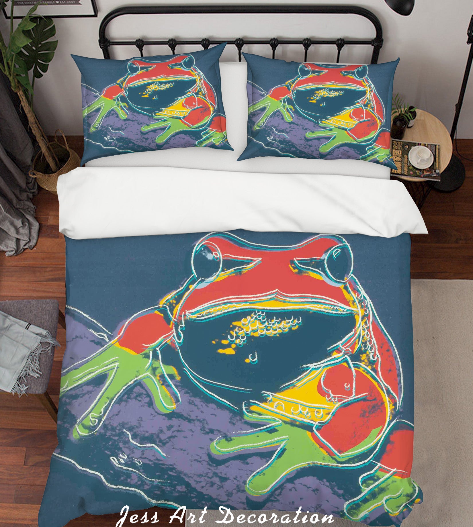 3D Andy Warhol Animal Frog Red Green Quilt Cover Set Bedding Set Duvet Cover Pillowcases  Zy D9