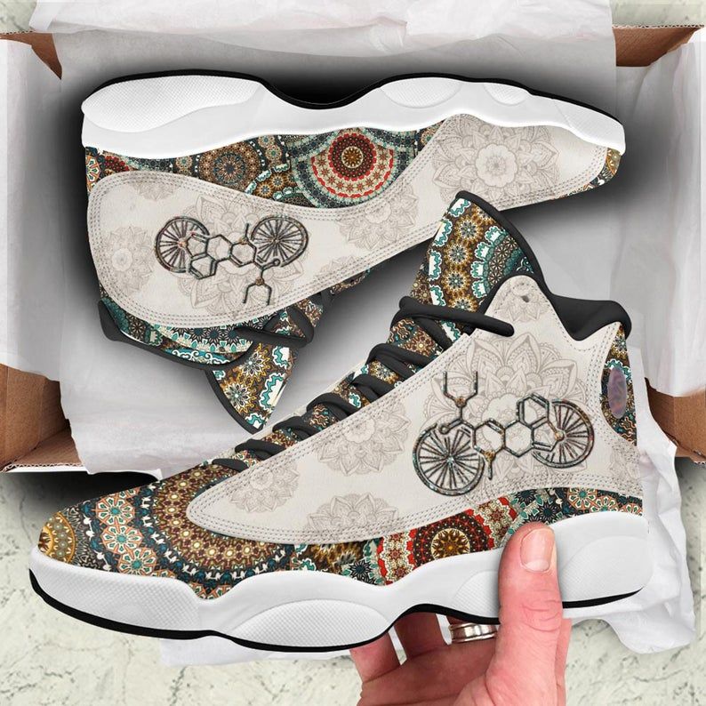 Bicycle Psychedelic Mandala JD Shoe, Air JD13 Shoe, JD Sneakers, Air Sport, JD Shoes, Gift For Adults Men Women