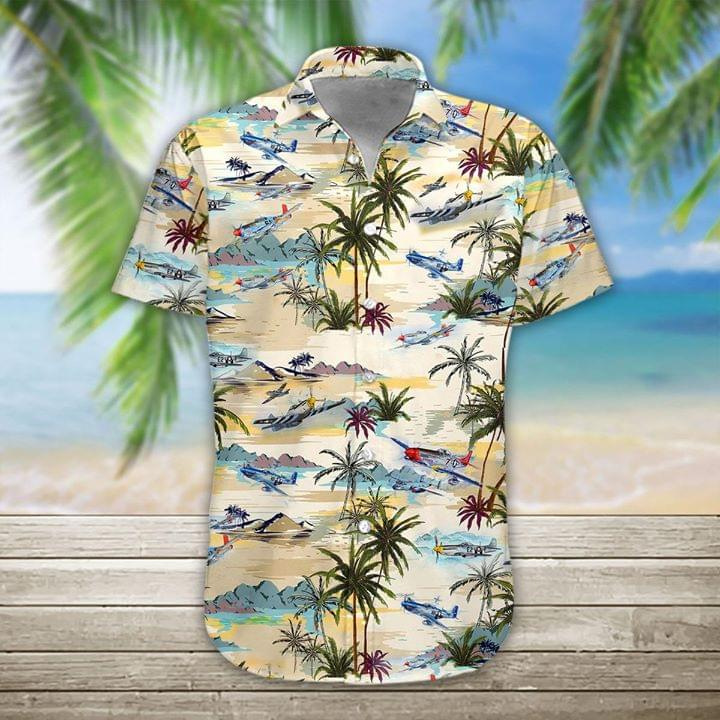 Planes On Beach Coconut Tropical Hawaiian Aloha Shirt Ha88061