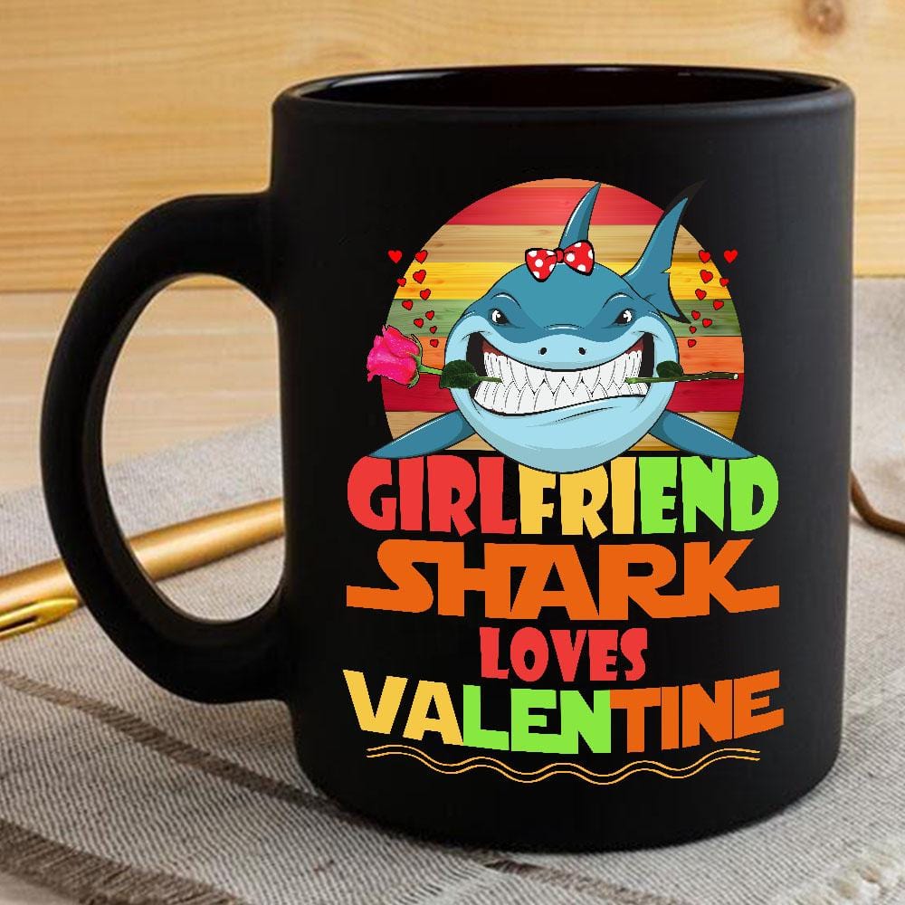 Vintage Girlfriend Shark Doo Doo Doo Coffee Mug Retro Shark And Rose Womens Custom Father’s Day Mother’s Day Gift Idea BPS571