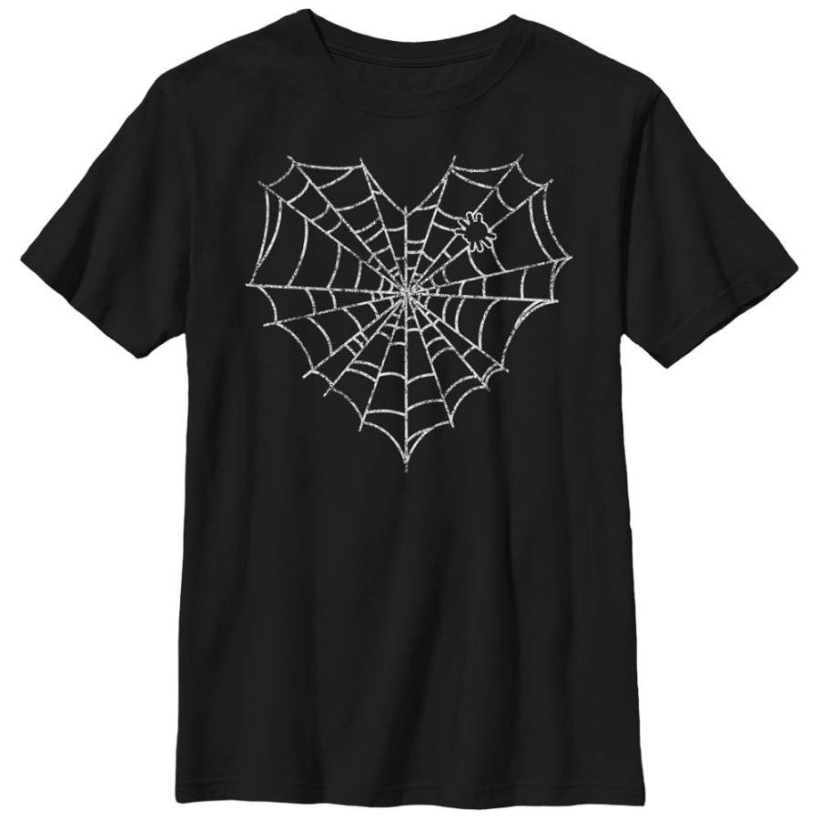 Lost Gods Boy’s Halloween Heart Spider Web  T Shirt Black