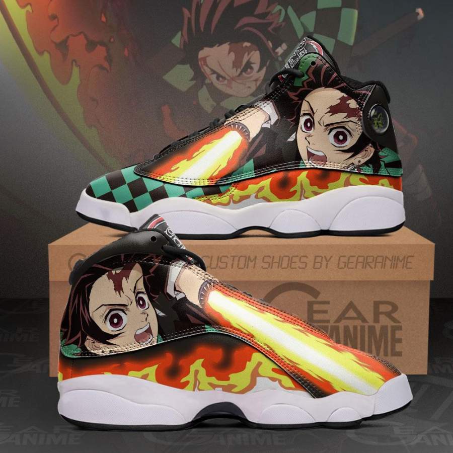 Tanjiro Kamado Jordan 13 Sneakers Sun Breathing Demon Slayer Shoes MN10