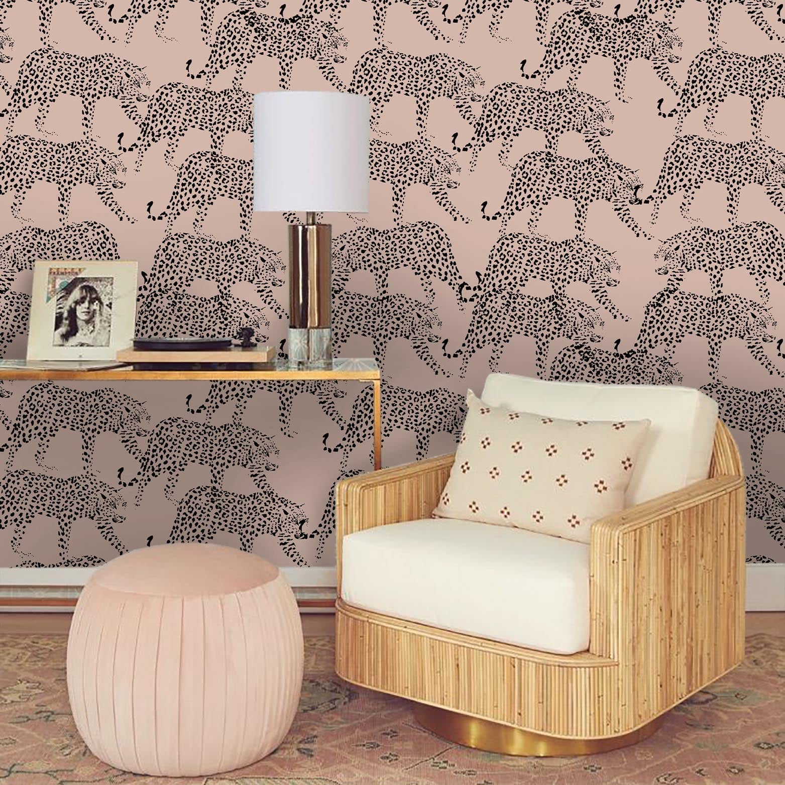 3D Leopard Pink Wall Mural Wallpaper 126