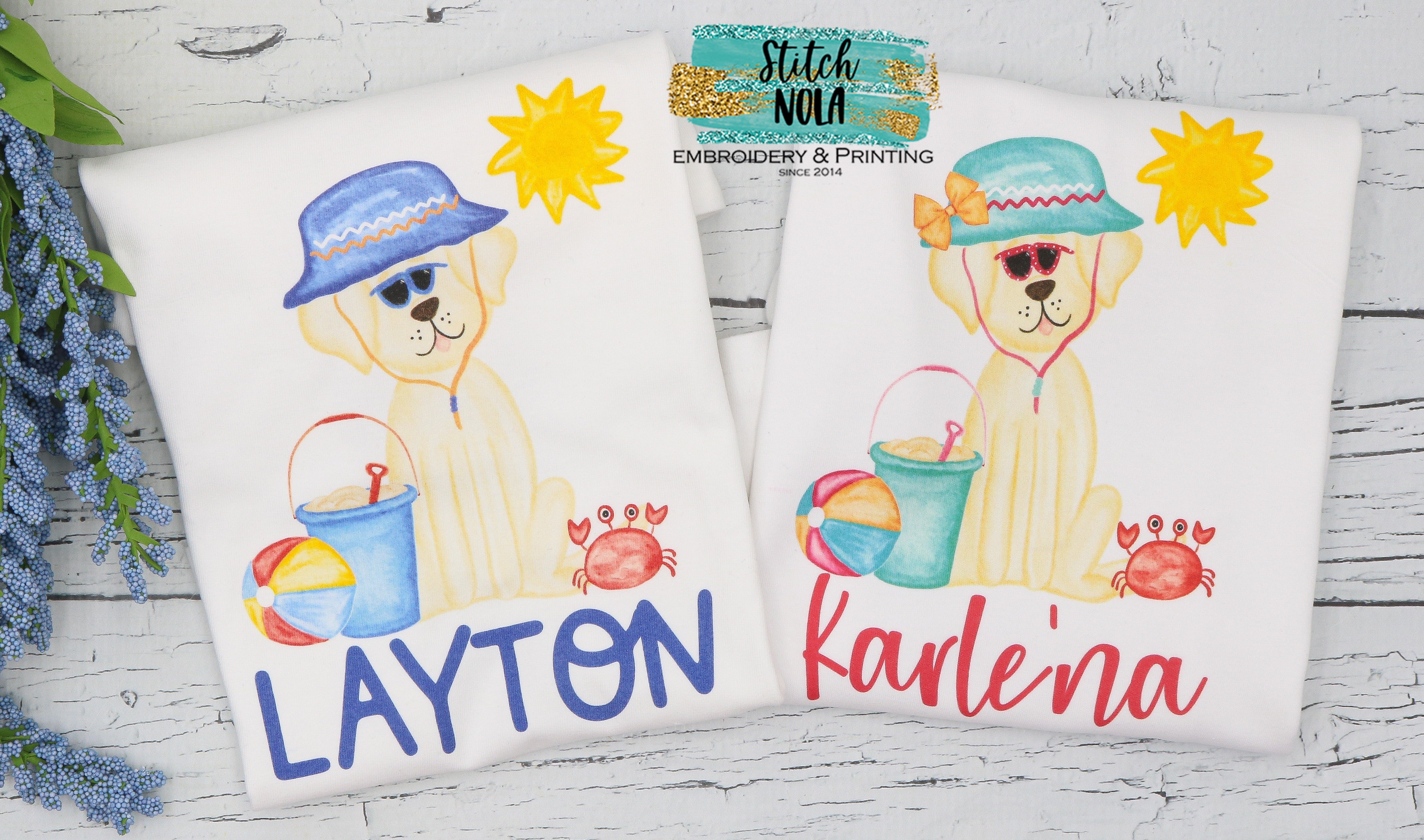 Personalized Puppy At The Beach Printed Shirt