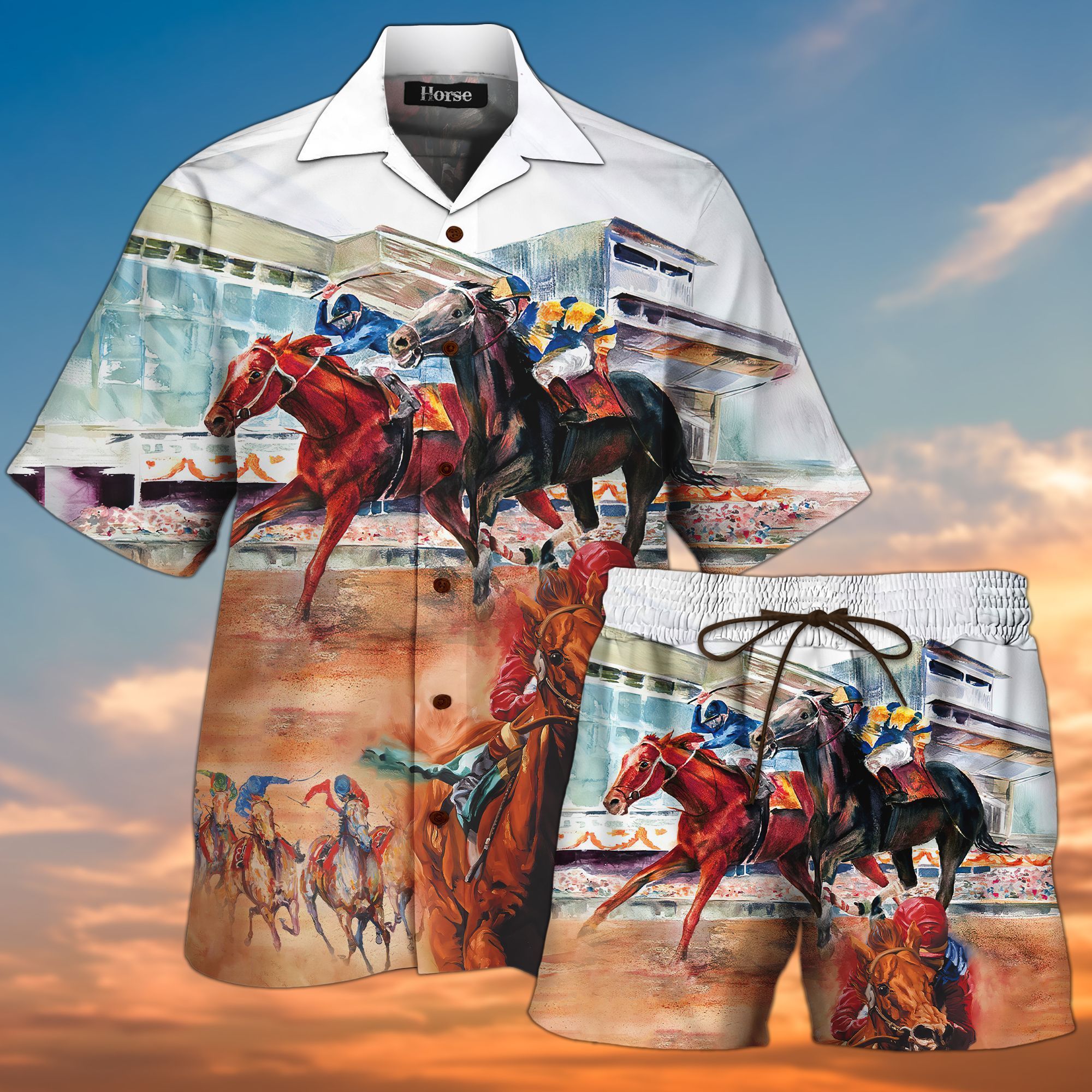 Horse Racing All Over Printed Hawaii Shirt And Short Ha79020