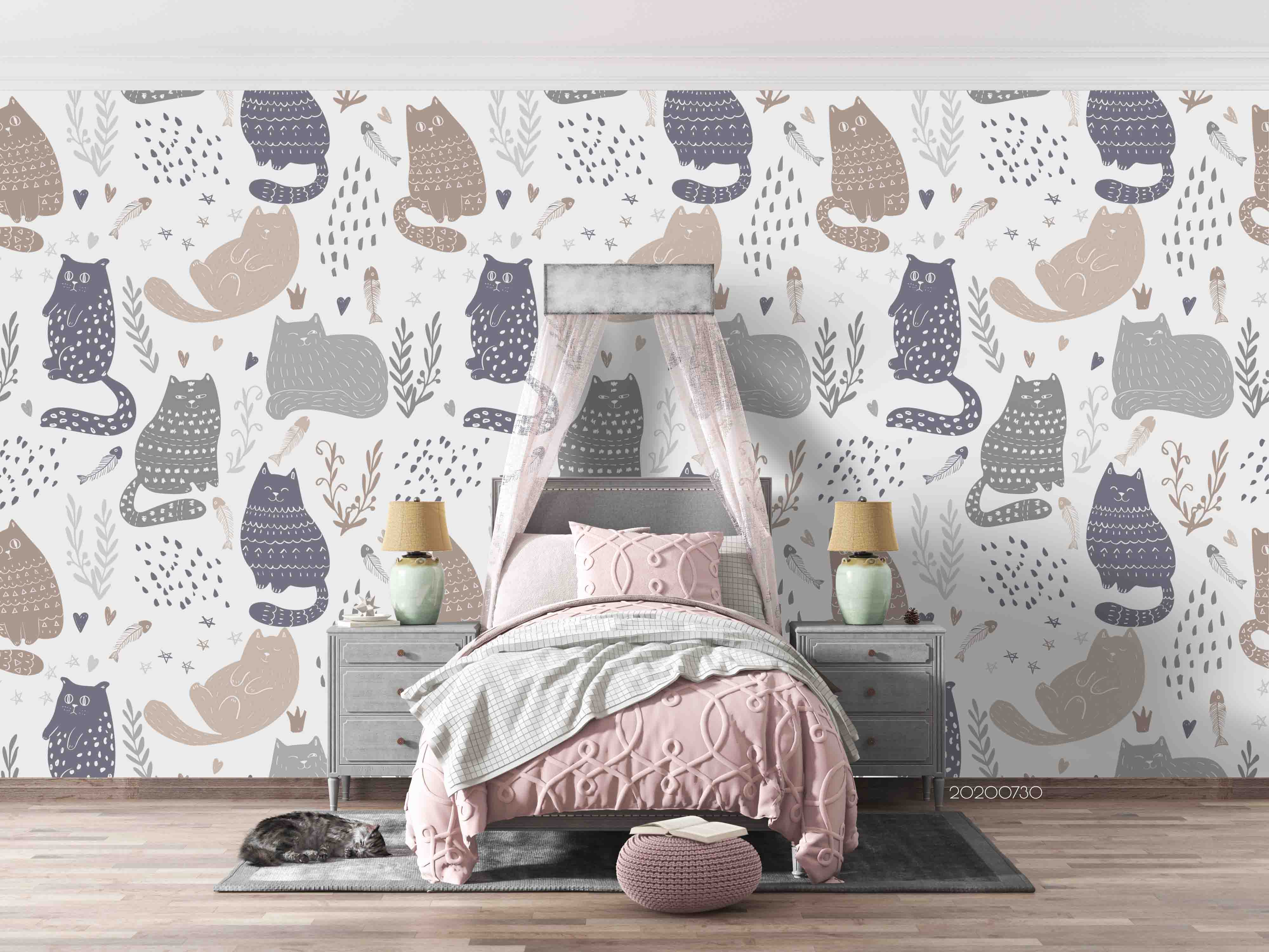 3D Cartoon Cute Floral Animal Wall Mural Wallpaper Lxl 324