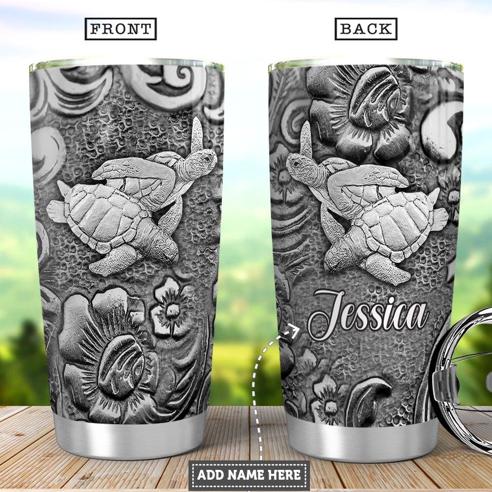 Personalized Turtle Couple Silver Style PYZ0312022 Stainless Steel Tumbler