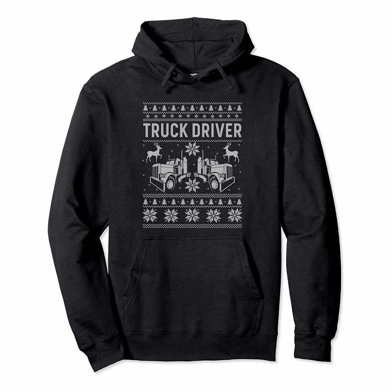 Truck Driver Funny Trucker Ugly Christmas Pullover Hoodie, T-Shirt, Sweatshirt